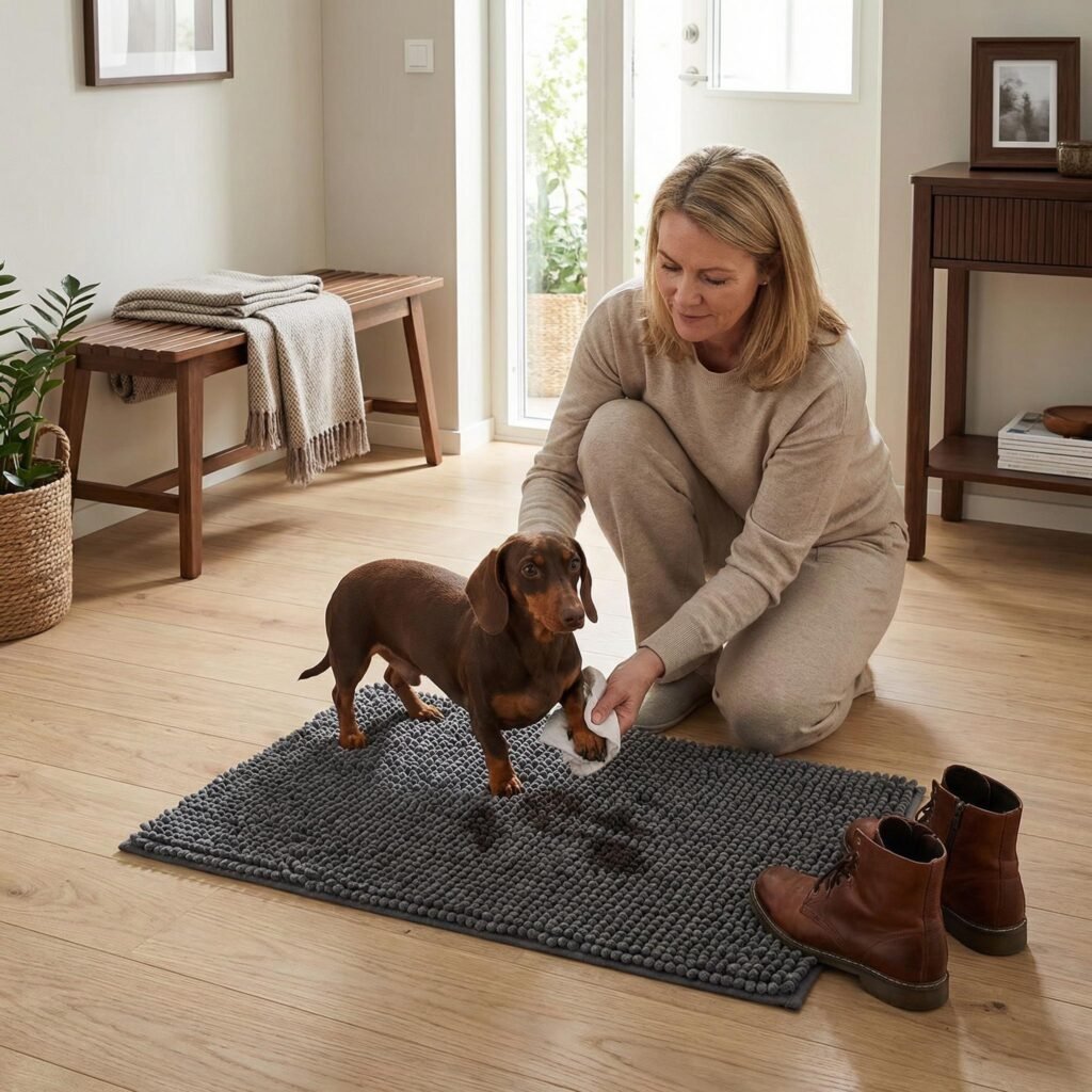 Muddy dog entryway setup