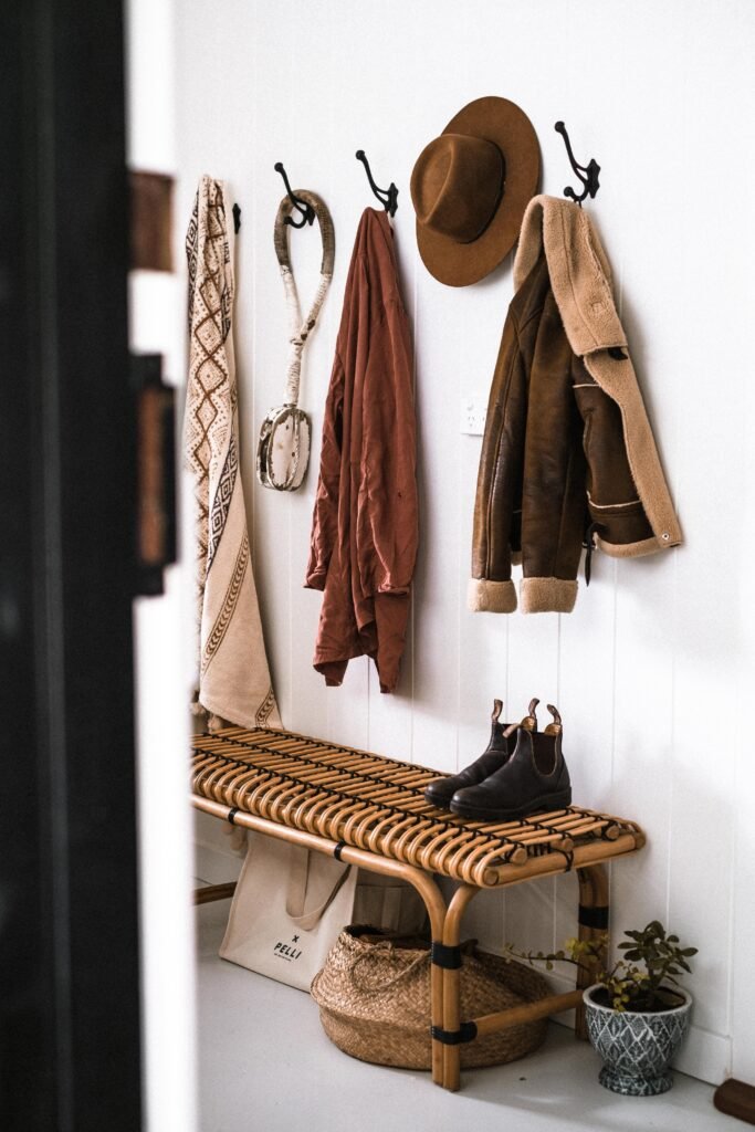 Organized dog-friendly entryway with wall storage