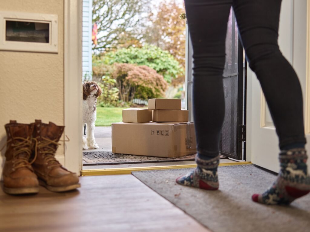 Dog food bag stored in a small space